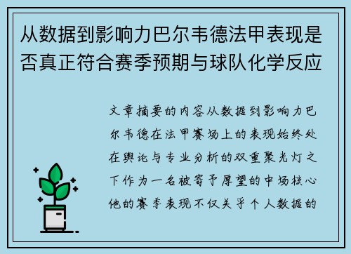 从数据到影响力巴尔韦德法甲表现是否真正符合赛季预期与球队化学反应 从数据到影响力巴尔韦德法甲表现是否真正符合赛季预期与球队化学反应